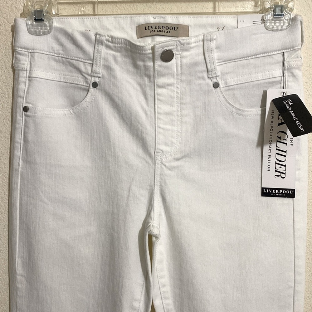 LIVERPOOL Gia Glider The Ankle Skinny Pull-on White Denim Jeans Women's Sz 2/26